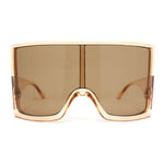 Womens XL Oversized Curved Shield Low Temple Huge Rectangle Sunglasses