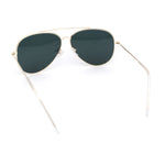 Concave Curved Metal Rim Double Bridge Tear Drop Pilots Sunglasses