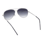 Concave Curved Metal Rim Double Bridge Tear Drop Pilots Sunglasses