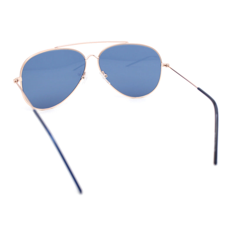 Concave Curved Metal Rim Double Bridge Tear Drop Pilots Sunglasses