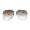 Concave Curved Metal Rim Double Bridge Tear Drop Pilots Sunglasses