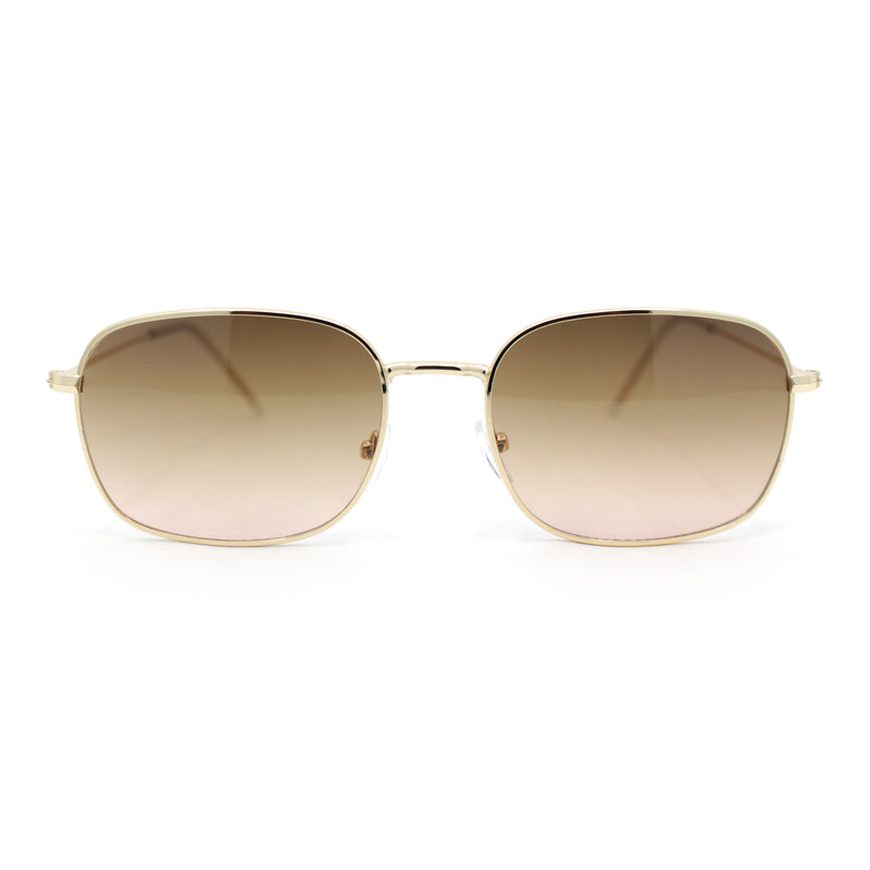 Dad Fashion Retro Classic Small Rounded Rectangle Metal Rim Sunglasses