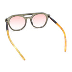 Hipster Thick Plastic Flat Top Racer Round Horn Retro Fashion Sunglasses