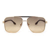 Mens Luxury Fashion Rectangle Mobster Chic Designer Metal Rim Sunglasses