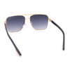 Mens Luxury Fashion Rectangle Mobster Chic Designer Metal Rim Sunglasses