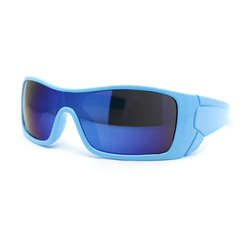 Mens 90s Futuristic Wrap Around Sport Rectangular Shield Plastic Sunglasses