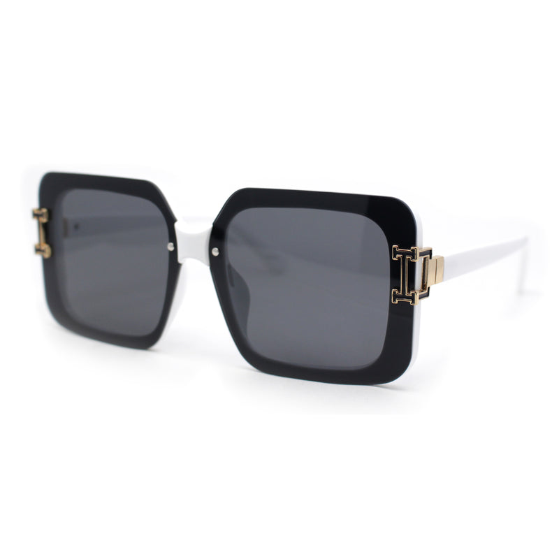 Womens Luxury Fashion Rimless Rectangle Designer Chic Fancy Sunglasses