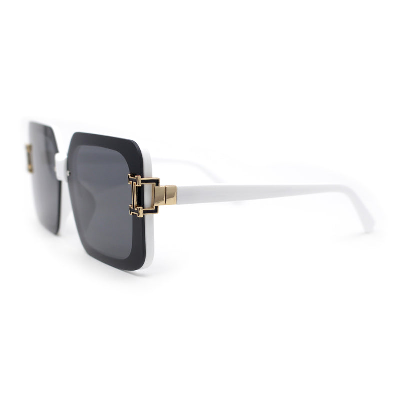 Womens Luxury Fashion Rimless Rectangle Designer Chic Fancy Sunglasses