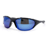 Mens Color Mirror 90s Styling Oval Roung Sport Rimless Plastic Wrap Sunglasses