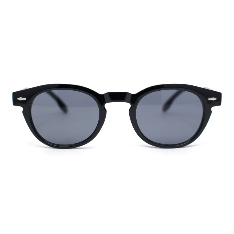 Mens Vintage Vibe Retro Hipster Keyhole Round Horn Rim Plastic Sunglasses