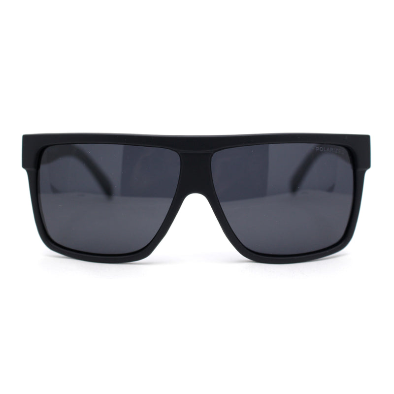 Kush Polarized Antiglare Flat Top All Black Oversized Rectangle Gangster Sunglasses