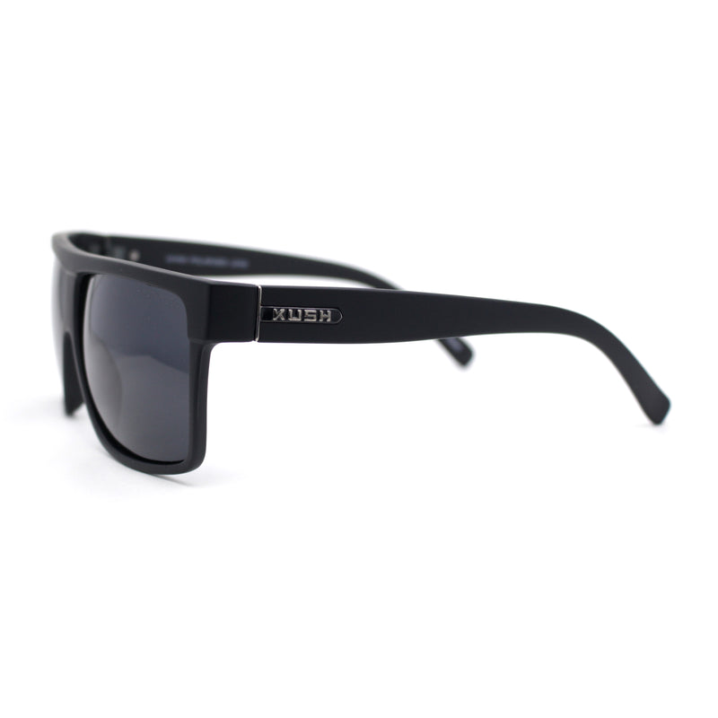 Kush Polarized Antiglare Flat Top All Black Oversized Rectangle Gangster Sunglasses