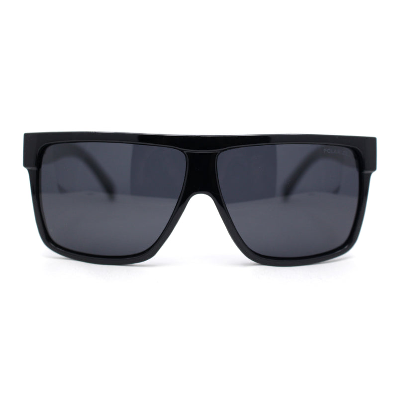 Kush Polarized Antiglare Flat Top All Black Oversized Rectangle Gangster Sunglasses