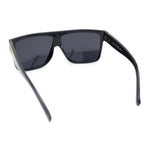 Kush Polarized Antiglare Flat Top All Black Oversized Rectangle Gangster Sunglasses