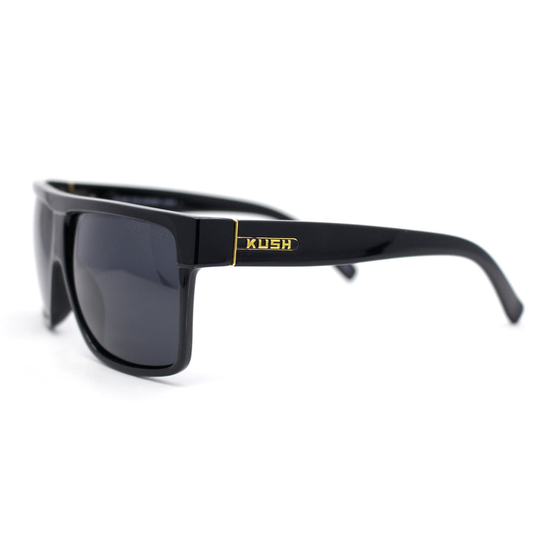 Kush Polarized Antiglare Flat Top All Black Oversized Rectangle Gangster Sunglasses