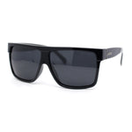 Kush Polarized Antiglare Flat Top All Black Oversized Rectangle Gangster Sunglasses