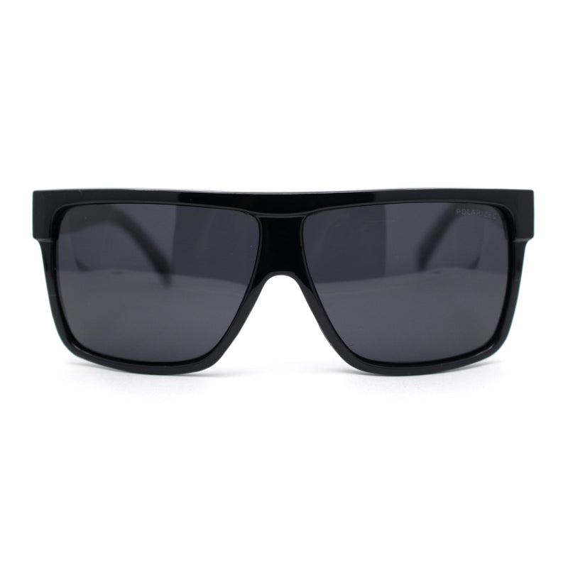 Kush Polarized Antiglare Flat Top All Black Oversized Rectangle Gangster Sunglasses