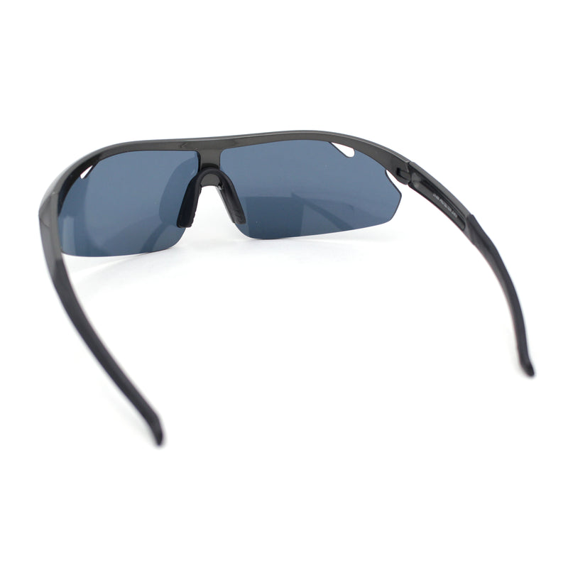 Mens Baseball Half Rim Wrap Around Oversized Shield Sport Sunglasses