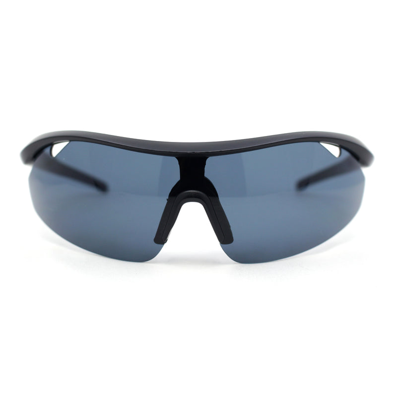 Mens Baseball Half Rim Wrap Around Oversized Shield Sport Sunglasses