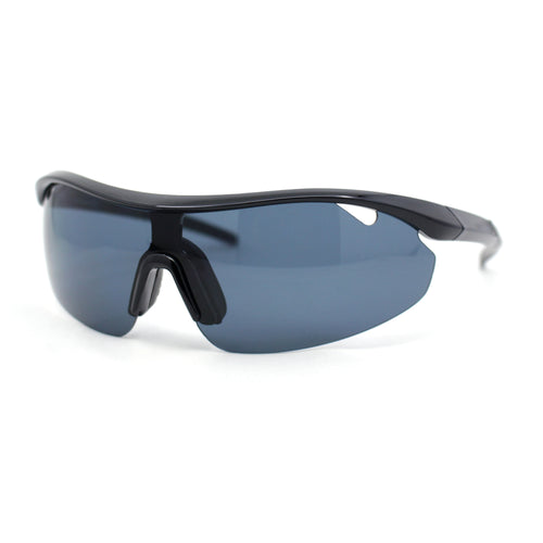 Mens Baseball Half Rim Wrap Around Oversized Shield Sport Sunglasses