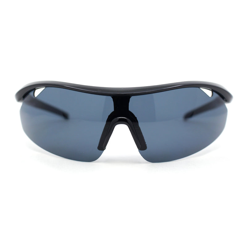 Mens Baseball Half Rim Wrap Around Oversized Shield Sport Sunglasses