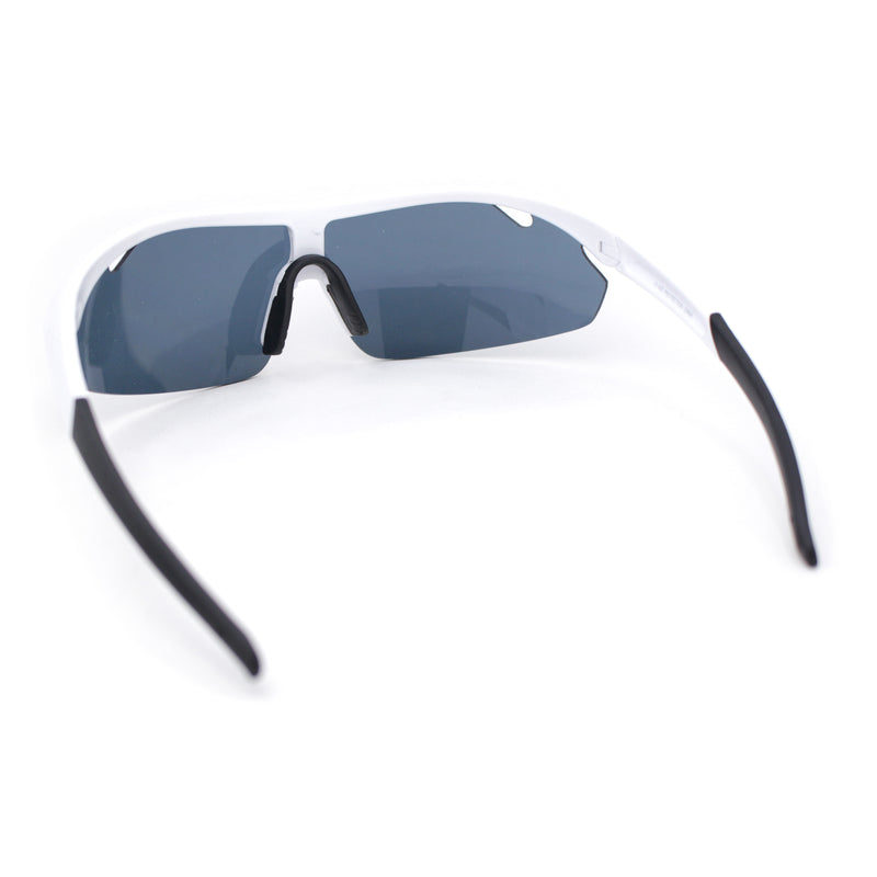 Mens Baseball Half Rim Wrap Around Oversized Shield Sport Sunglasses