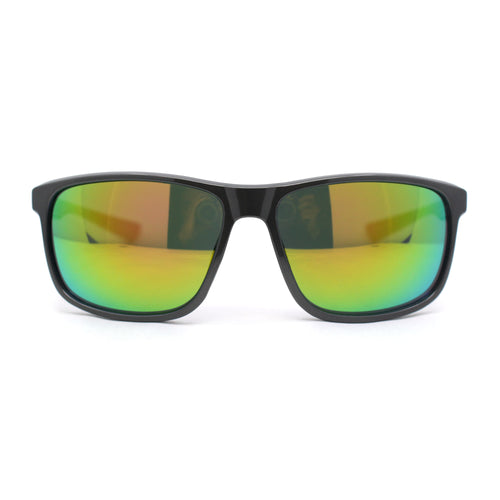 Mens Color Mirror 90s Classic Rectangle Sport Plastic Aerodynamic Sunglasses