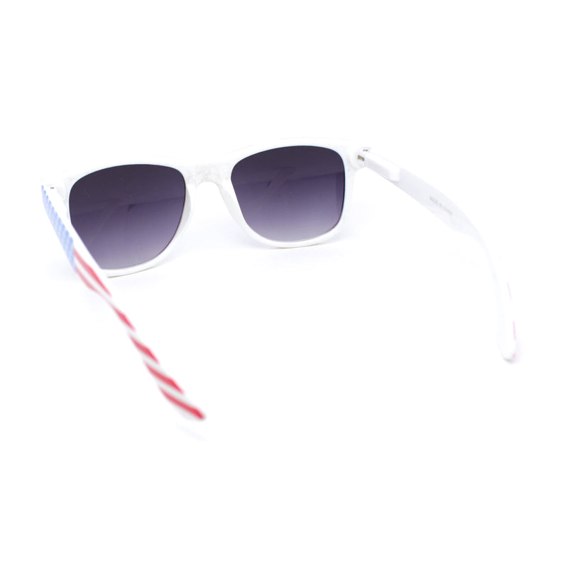 USA Patriotic American Flag Print Classic Hipster Horn Rim Plastic Sunglasses
