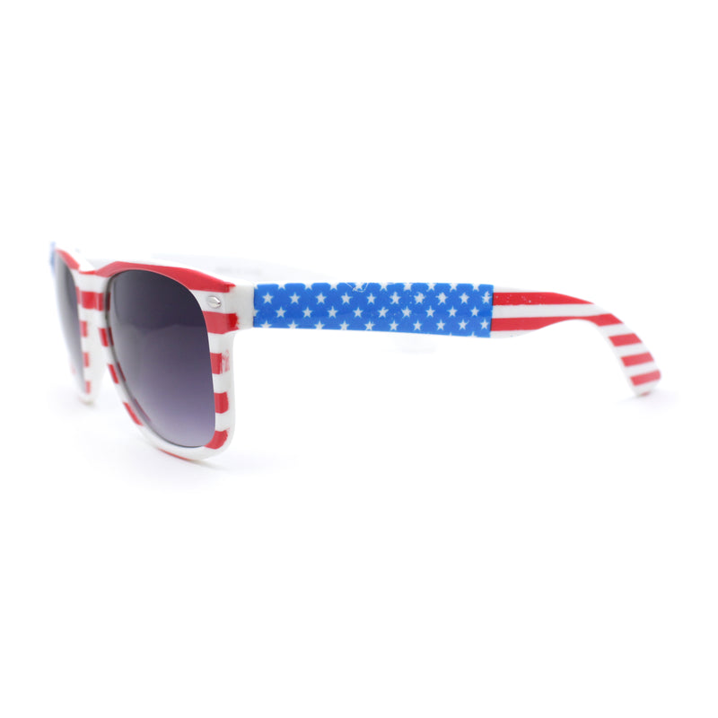 USA Patriotic American Flag Print Classic Hipster Horn Rim Plastic Sunglasses