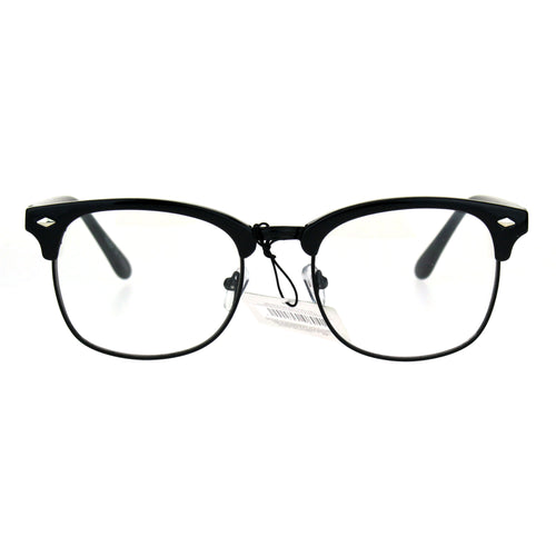 Mens Classic Horned Half Rim Hipster Nerdy Retro Eye Glasses