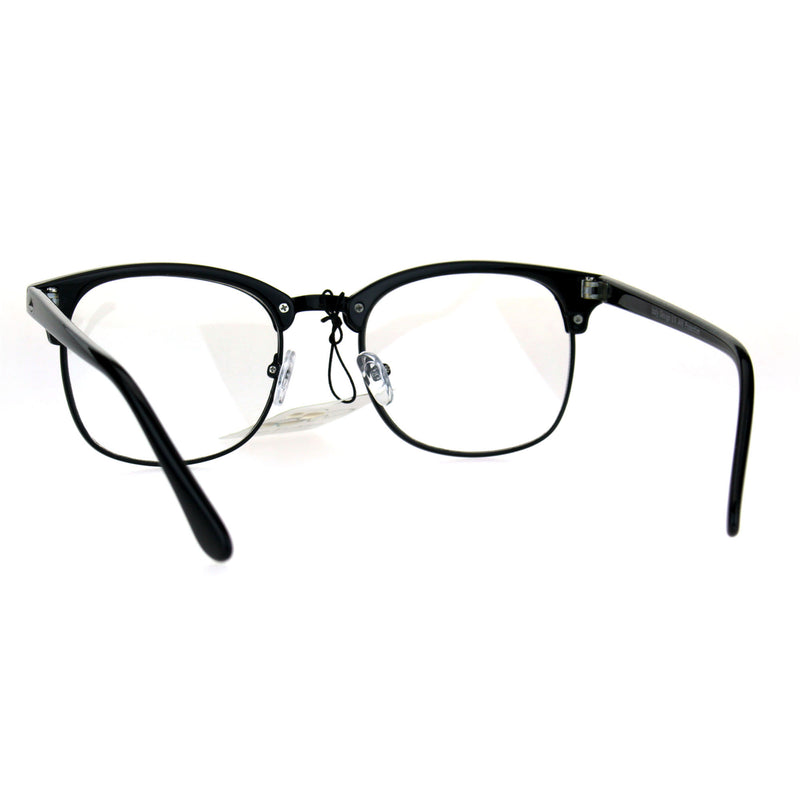 Mens Classic Horned Half Rim Hipster Nerdy Retro Eye Glasses