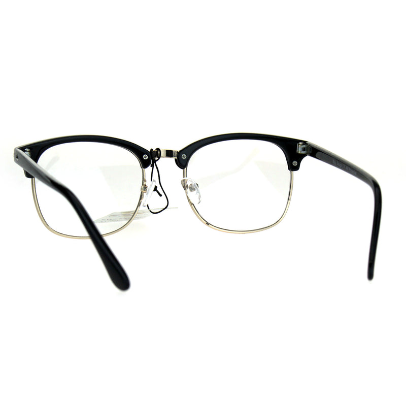 Mens Classic Horned Half Rim Hipster Nerdy Retro Eye Glasses