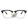 Mens Classic Horned Half Rim Hipster Nerdy Retro Eye Glasses