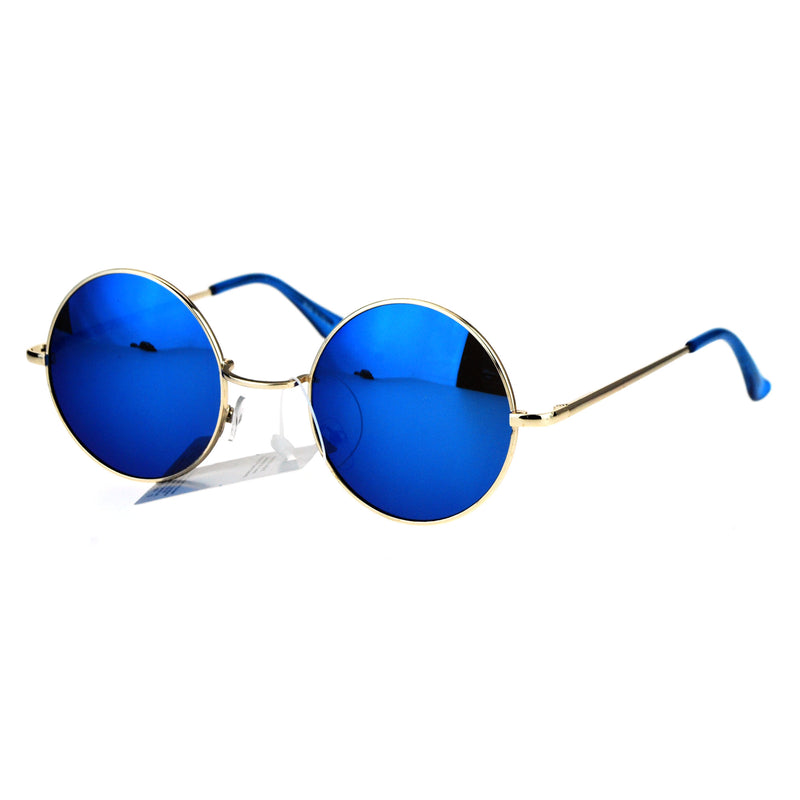 Mirrored Color Hippie Groove Round Circle Lens Retro Sunglasses