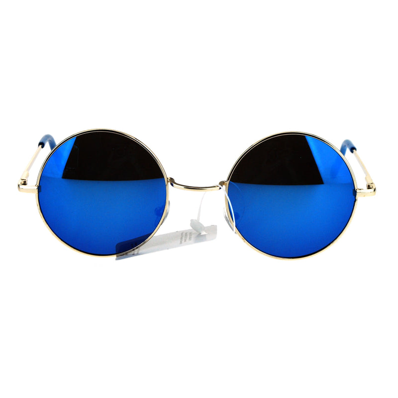 Mirrored Color Hippie Groove Round Circle Lens Retro Sunglasses