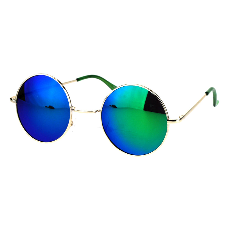 Mirrored Color Hippie Groove Round Circle Lens Retro Sunglasses
