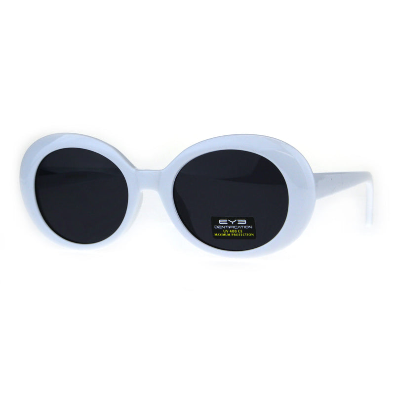 White Mod Womens Oval Round Retro Plastic Minimal Sunglasses