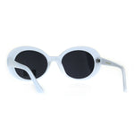 White Mod Womens Oval Round Retro Plastic Minimal Sunglasses