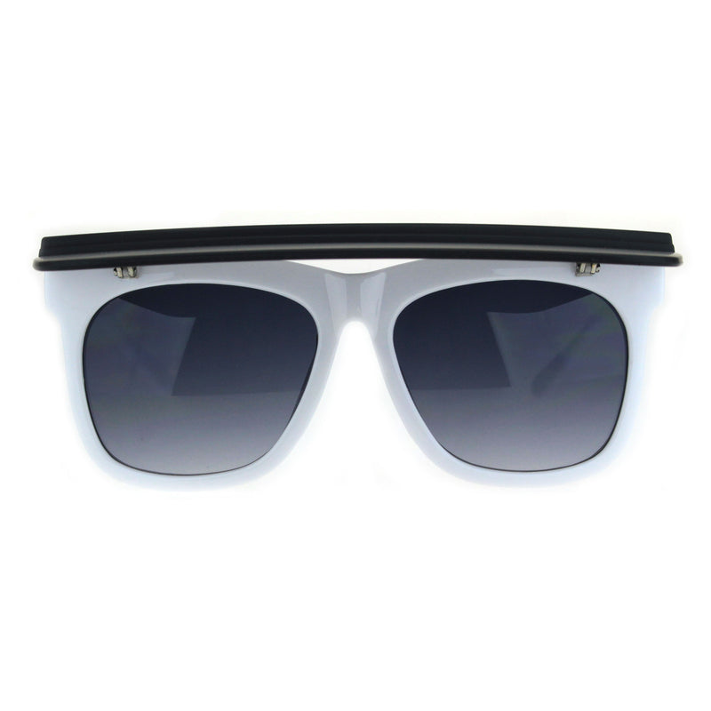 Unique Collapsible Sun Visor Horn Rim Hipster Plastic Sunglasses