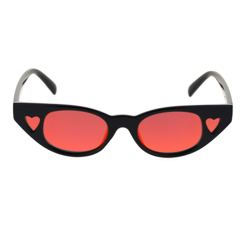 Womens Narrow Cat Eye Heart Shape Side Lens Plastic Sunglasses