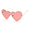 Womens Lolita Funky Heart Shape Shield Rimless Sunglasses