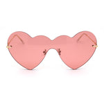 Womens Lolita Funky Heart Shape Shield Rimless Sunglasses
