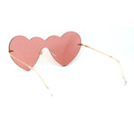 Womens Lolita Funky Heart Shape Shield Rimless Sunglasses