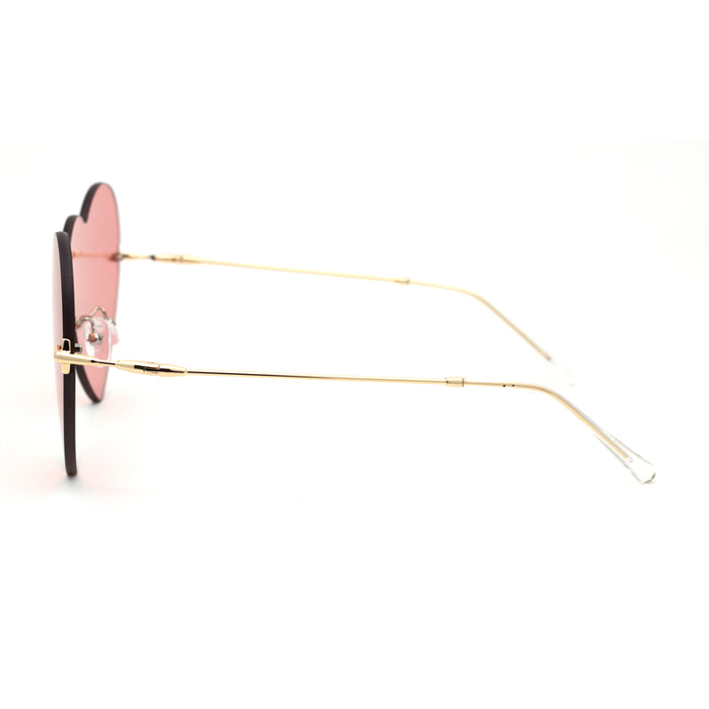 Womens Lolita Funky Heart Shape Shield Rimless Sunglasses