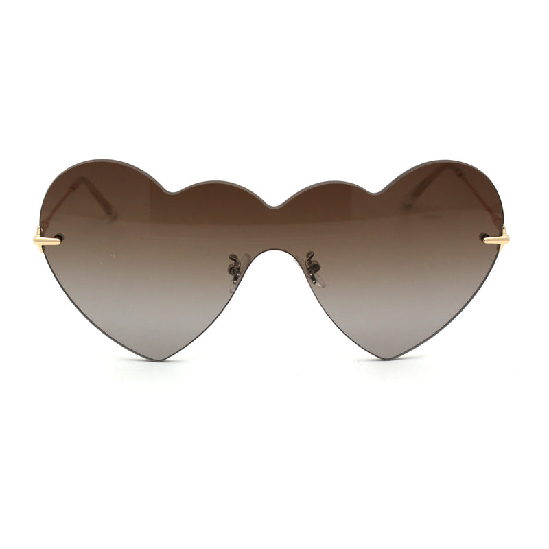 Womens Lolita Funky Heart Shape Shield Rimless Sunglasses