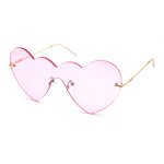 Womens Lolita Funky Heart Shape Shield Rimless Sunglasses