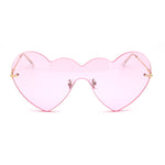 Womens Lolita Funky Heart Shape Shield Rimless Sunglasses