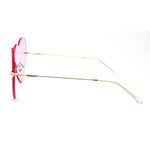 Womens Lolita Funky Heart Shape Shield Rimless Sunglasses