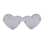 Womens Lolita Funky Heart Shape Shield Rimless Sunglasses