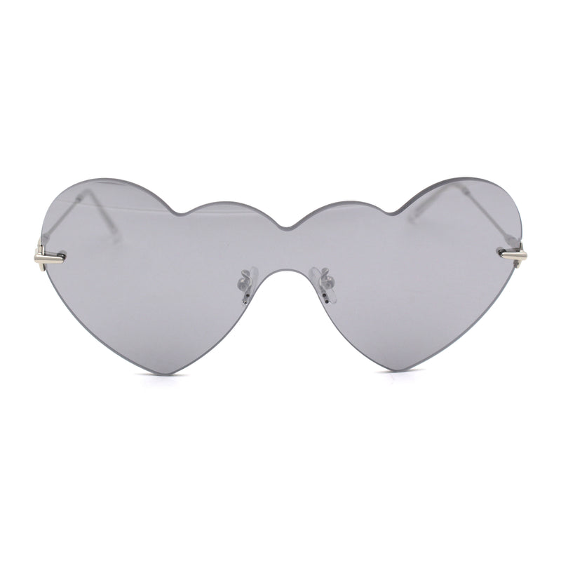 Womens Lolita Funky Heart Shape Shield Rimless Sunglasses